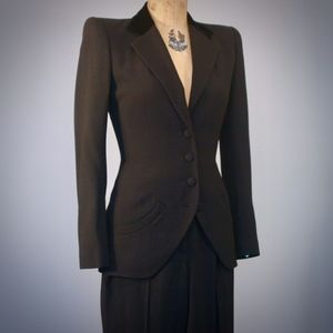 JOHN GALLIANO Black wool crepe tailored pants suit